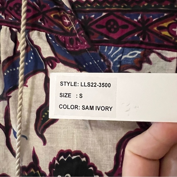 Love the Label New Ruffle Flutter Sleeve Floral Print V Neck Blouse Shirt S Boho - Picture 13 of 15